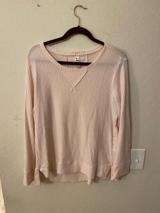 Green Tea Tops - Green Tea Waffle Knit Shirt Women Size L